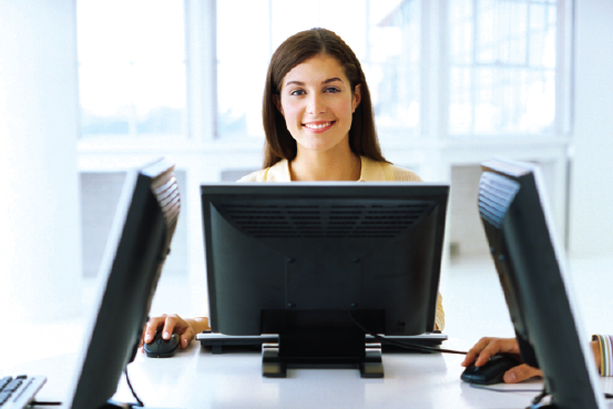 picture of young woman at computer