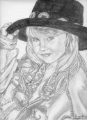 Sketch of a young girl with hat