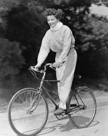 Katherine riding a bicycle