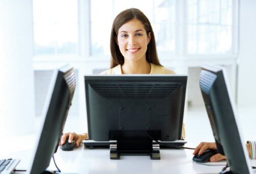 woman on computer